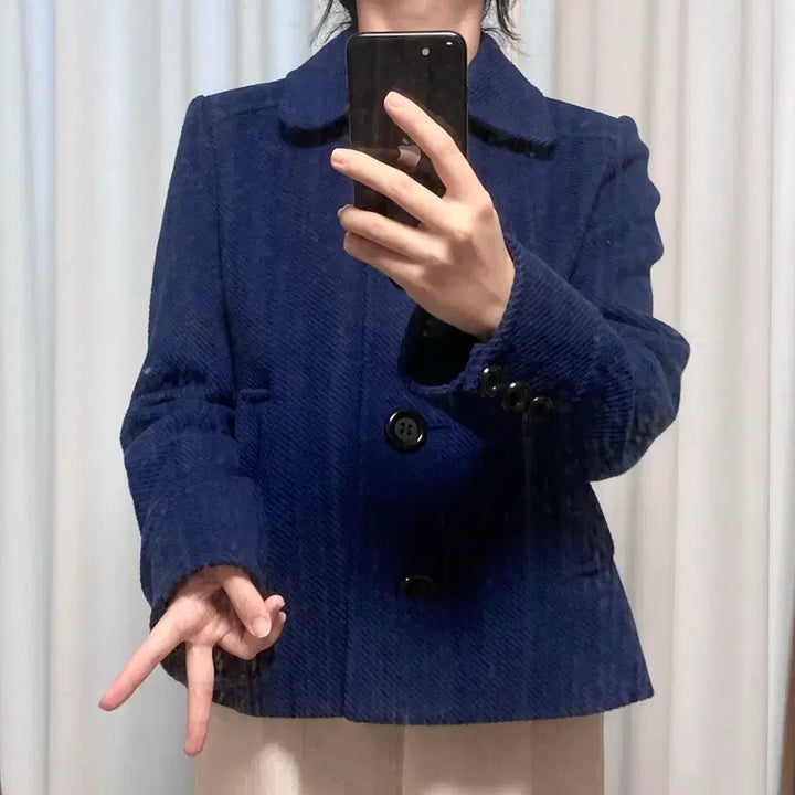 [BUNJANG] [Vintage Japan] Angora Short Coat / 착샷O) [일본 빈티지] 둥근 카라 앙고라 숏 코트