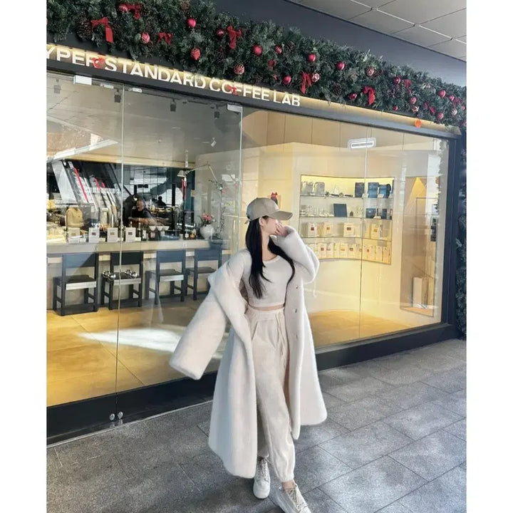 [BUNJANG] Imported String Mousse Coat / [원조/새상품]수입의류 스트링 무스탕 후드 퍼 코트