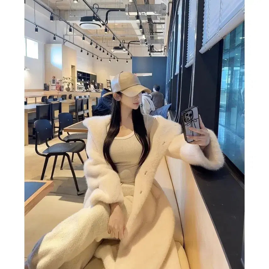 [BUNJANG] Imported String Mousse Coat / [원조/새상품]수입의류 스트링 무스탕 후드 퍼 코트