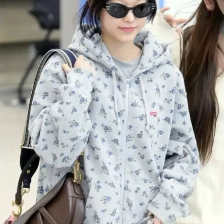 [BUNJANG] Unbranded Floral Hoodie - Size L / 해린 잔꽃후드집업 하구미 브랜디멜빌 샵페어리 후드집업