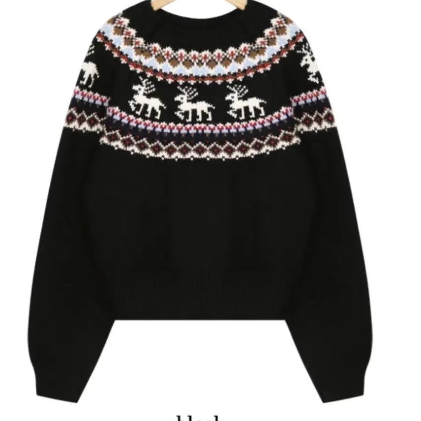 [BUNJANG] Winter Rudolf Nordic Knit (Black) / 새상품) 겨울 루돌프 노르딕 니트 (블랙)