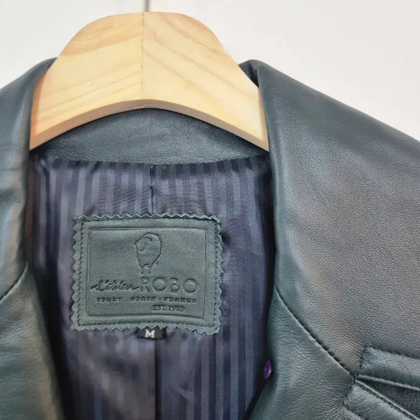 [BUNJANG] ROBO Green Leather Long Coat / ROBO로보 초록색 가죽 롱 코트