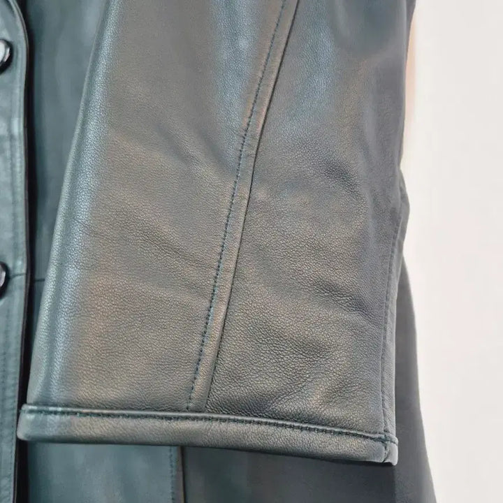 [BUNJANG] ROBO Green Leather Long Coat / ROBO로보 초록색 가죽 롱 코트