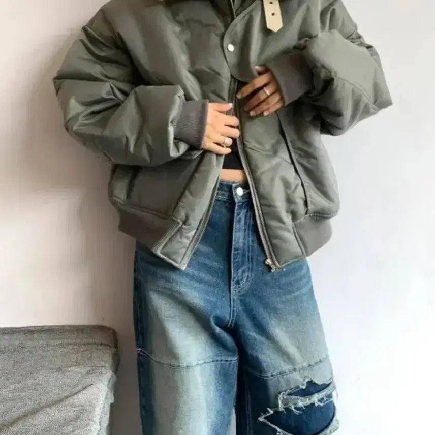 [BUNJANG] Unknown Item Fleece Collar Flight Jacket / 양털카라 항공점퍼