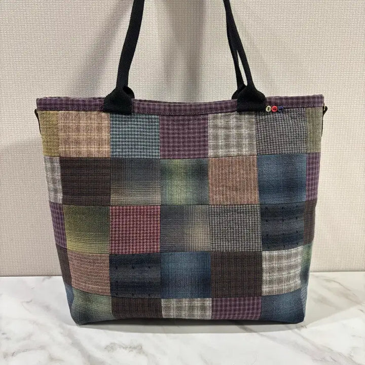 [BUNJANG] Quilted Check Patchwork Tote Bag / 퀼트 완제품 체크 패치워크 토트백