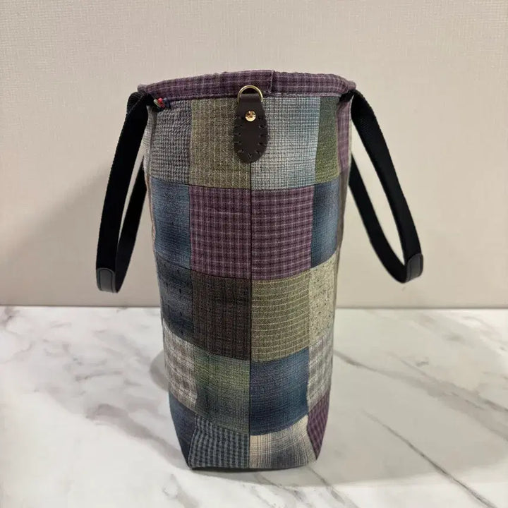 [BUNJANG] Quilted Check Patchwork Tote Bag / 퀼트 완제품 체크 패치워크 토트백