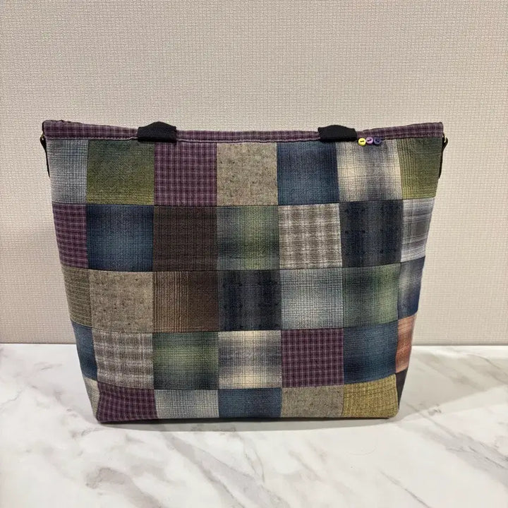 [BUNJANG] Quilted Check Patchwork Tote Bag / 퀼트 완제품 체크 패치워크 토트백