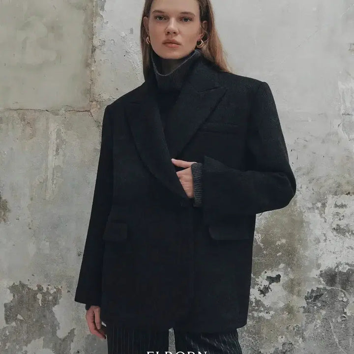 [BUNJANG] Elborn Cashmere Half Jacket Charcoal / 엘보른 캐시미어 하프자켓 차콜