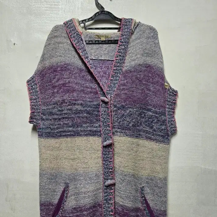 [BUNJANG] Thursday Island Hooded Knit Long Vest / 써스데이아일랜드 후드 니트 롱조끼 S