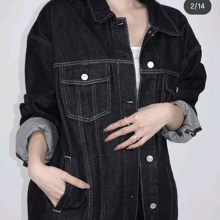 [BUNJANG] Pale Jade Non-Fade Raw Denim Oversized Jacket / 페일제이드 논페이드 생지 오버핏 데님 자켓