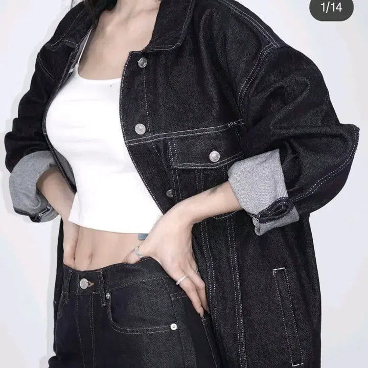 [BUNJANG] Pale Jade Non-Fade Raw Denim Oversized Jacket / 페일제이드 논페이드 생지 오버핏 데님 자켓