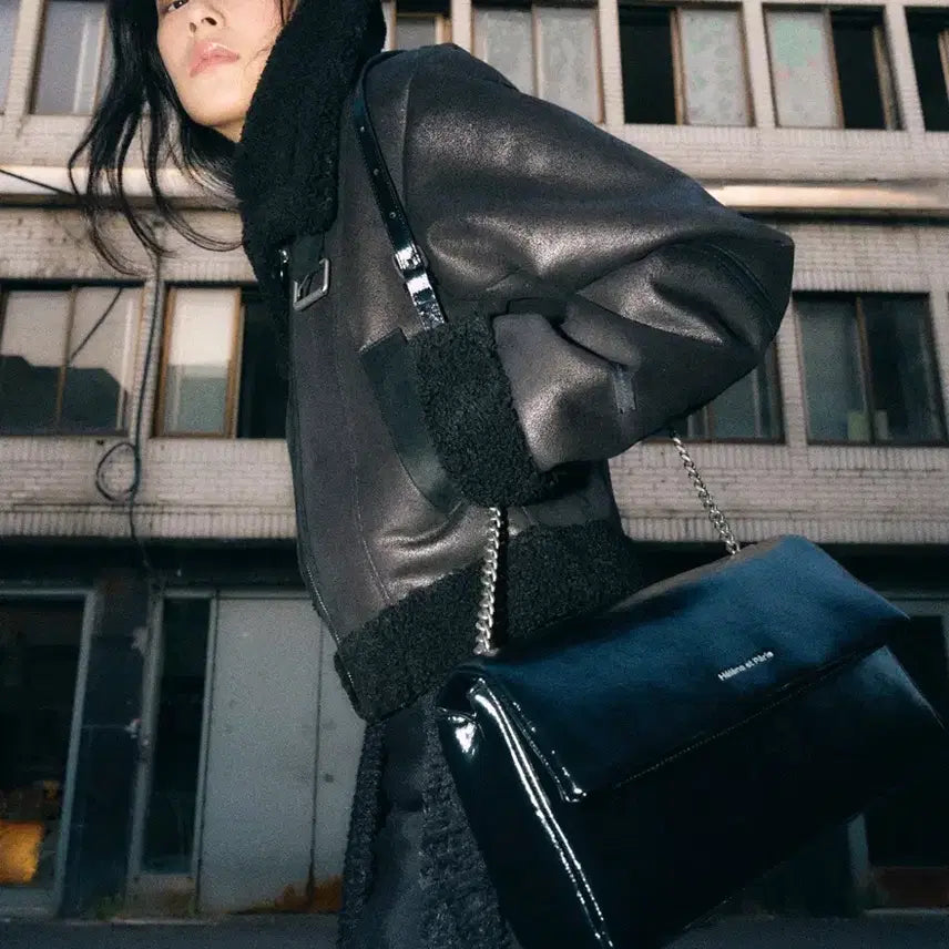 [BUNJANG] Helene Paris FITTED Suede Mustang Black / 새상품) 헬레네파리스 피티드 스웨이드 무스탕 블랙