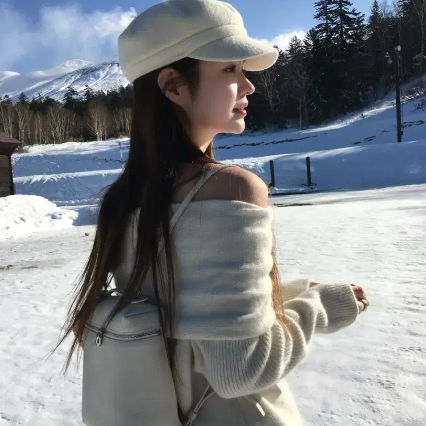 [BUNJANG] Off-shoulder Knit Top / 폭스30 캐시미어10 울30 오프숄더 니트