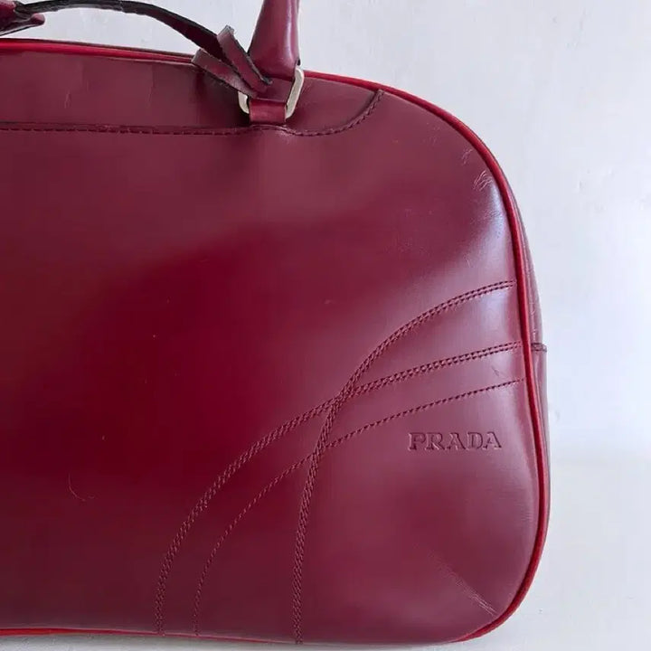 [BUNJANG] Prada Vintage Leather Bowling Shoulder Bag Burgundy / 프라다 빈티지 레더 볼링 숄더백 버건디