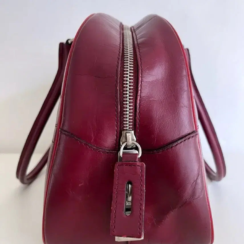 [BUNJANG] Prada Vintage Leather Bowling Shoulder Bag Burgundy / 프라다 빈티지 레더 볼링 숄더백 버건디