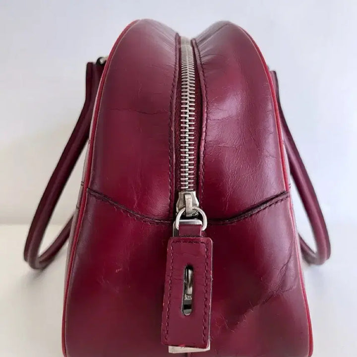 [BUNJANG] Prada Vintage Leather Bowling Shoulder Bag Burgundy / 프라다 빈티지 레더 볼링 숄더백 버건디