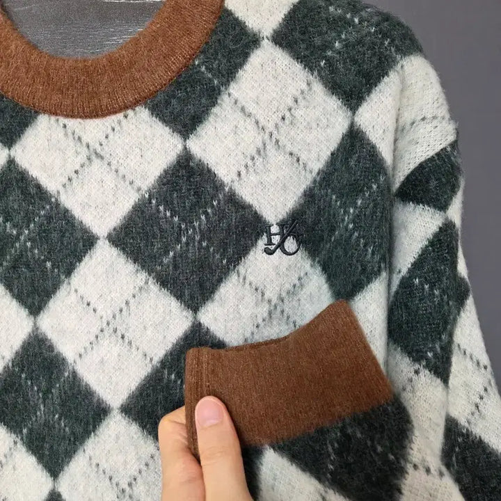 [BUNJANG] Henry Cotton BSC Argyle Knit Dark Green (Size 105) / (새상품) 헨리코튼 BSC 아가일니트 다크그린 105사이즈 판매합니다.