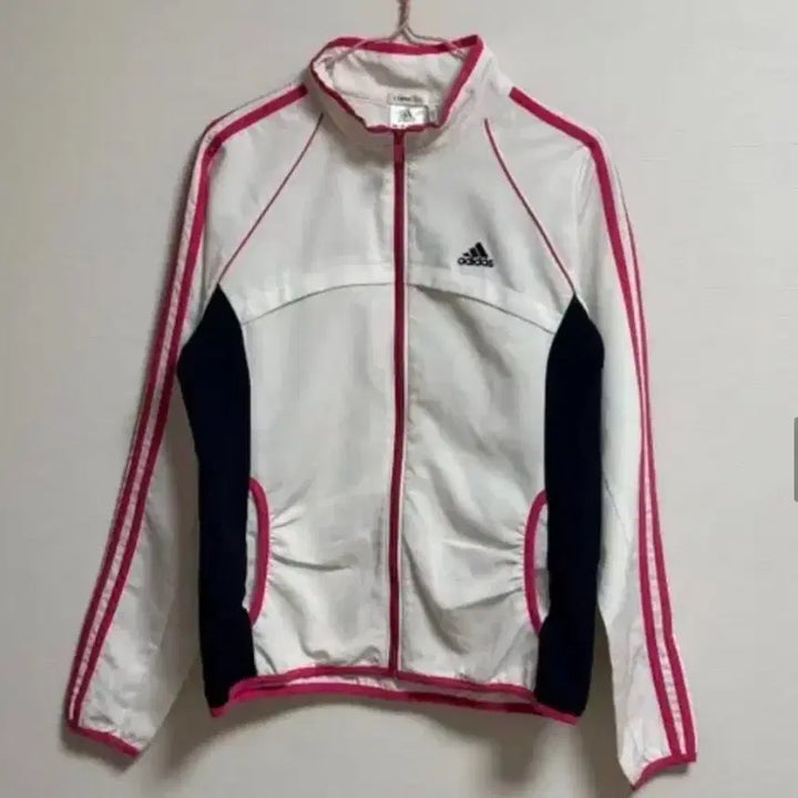 [BUNJANG] Adidas White and Pink Windbreaker Jacket / 아디다스 흰핑 배색 바람막이 자켓