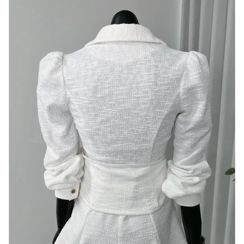 [BUNJANG] Shoulder Shirring Collar Jacket Blouse / 벨트SET 어깨셔링 카라 자켓형 블라우스 새상품