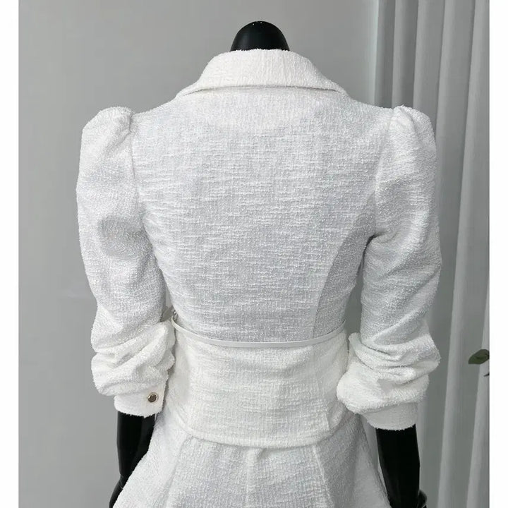 [BUNJANG] Shoulder Shirring Collar Jacket Blouse / 벨트SET 어깨셔링 카라 자켓형 블라우스 새상품