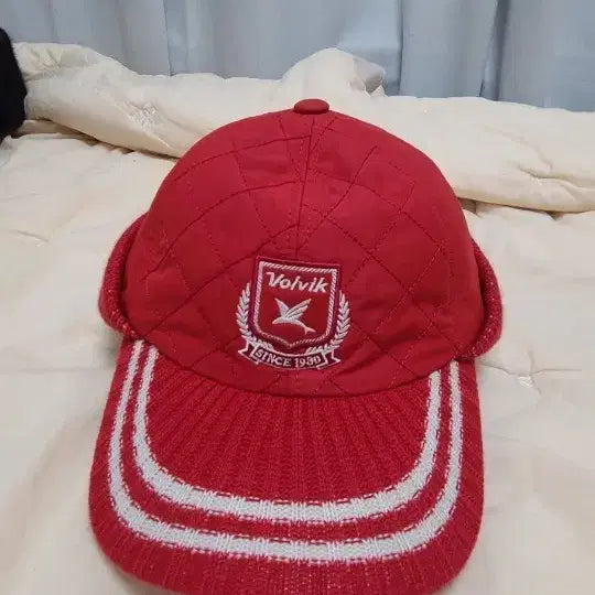 [BUNJANG] Volvik Red Golf Ear Flap Hat / 볼빅 빨간색 골프 귀달이 모자