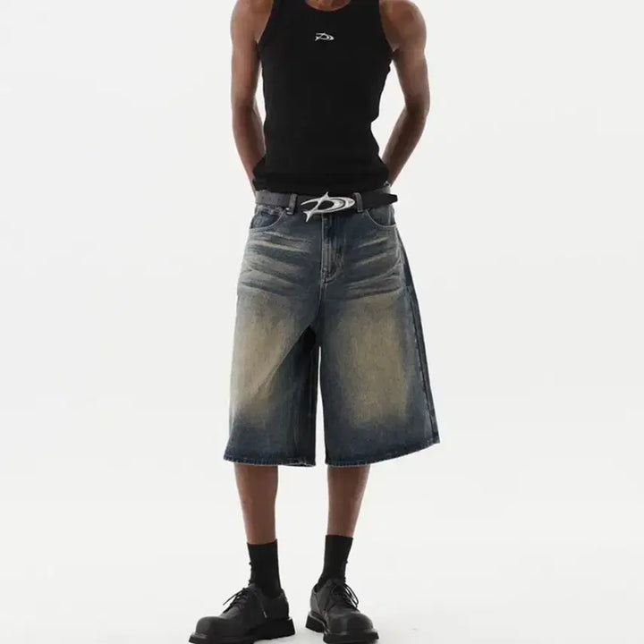 [BUNJANG] DNSr Signature Bermuda Denim Pants (Mud) - L Size / dnsr 시그니처 버뮤다 데님 팬츠 머드 L사이즈