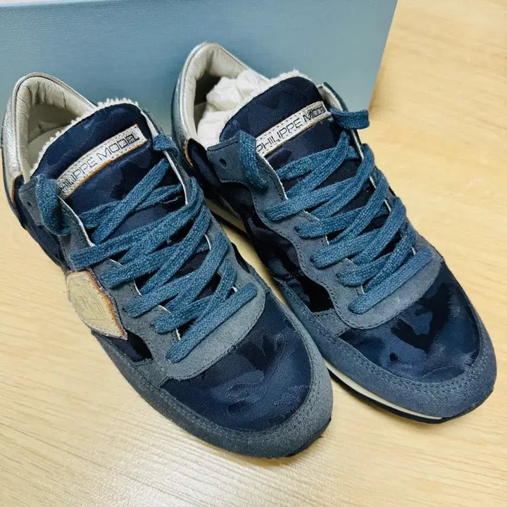 [BUNJANG] Philippe Model Tropez Bassa Blue Camouflage Sneakers / (정품)필립모델 트로페즈 바사 블루 카모플라주 여성 신발 팝니다