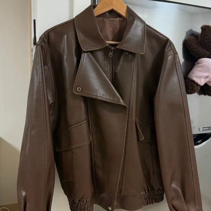 [BUNJANG] MaybeBaby Leather Jacket Brown / 메이비베이비 자체제작 레더 자켓 브라운