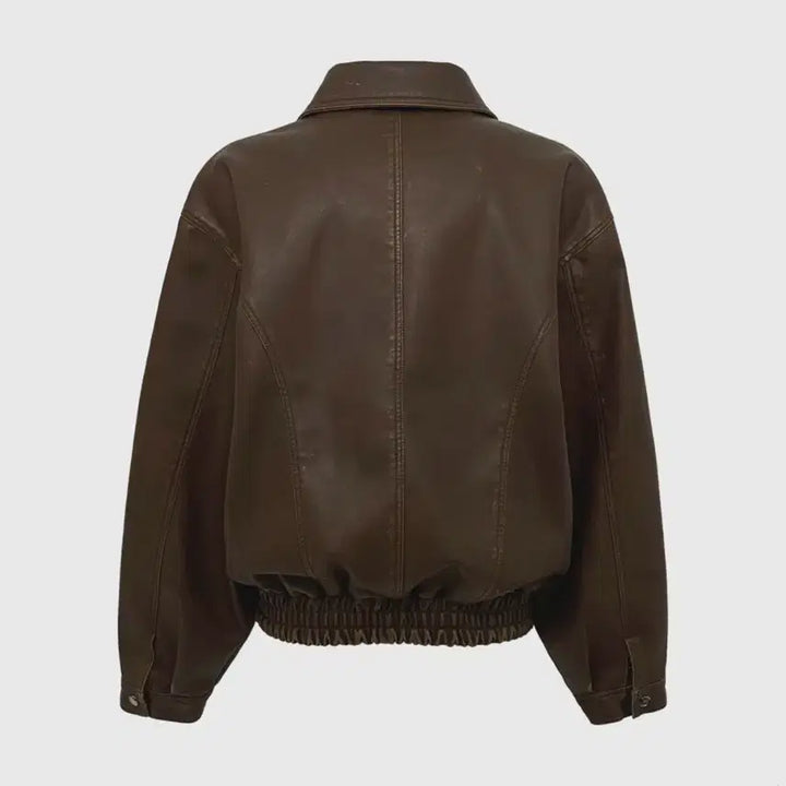 [BUNJANG] MaybeBaby Leather Jacket Brown / 메이비베이비 자체제작 레더 자켓 브라운