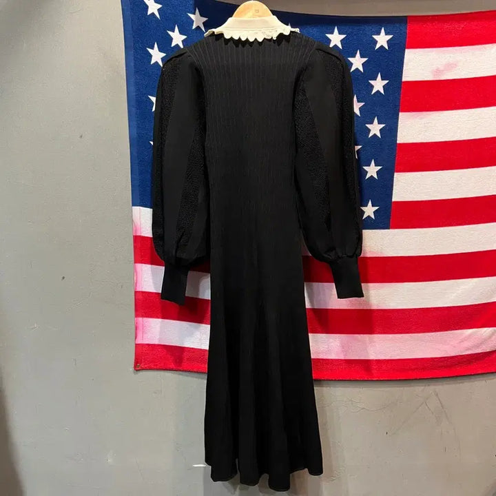 [BUNJANG] Sandro Black Lace Collar Long Dress / Sandro 산드로 블랙 레이스 칼라 롱 원피스