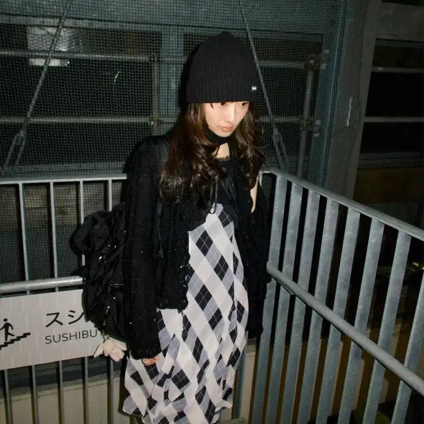 [BUNJANG] Pleats 81 Lace Black Dress / 플레따 81 레이스 언발 쉬폰 블랙 드레스