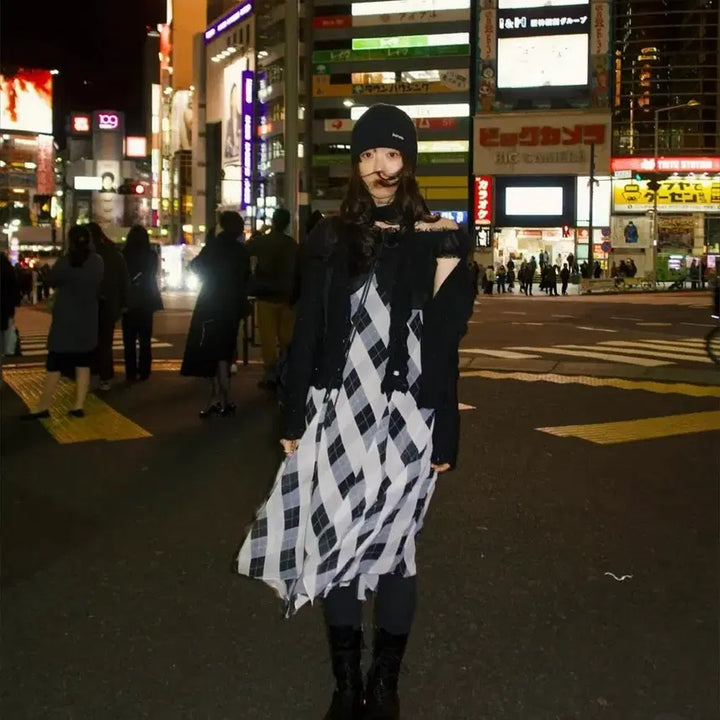 [BUNJANG] Pleats 81 Lace Black Dress / 플레따 81 레이스 언발 쉬폰 블랙 드레스