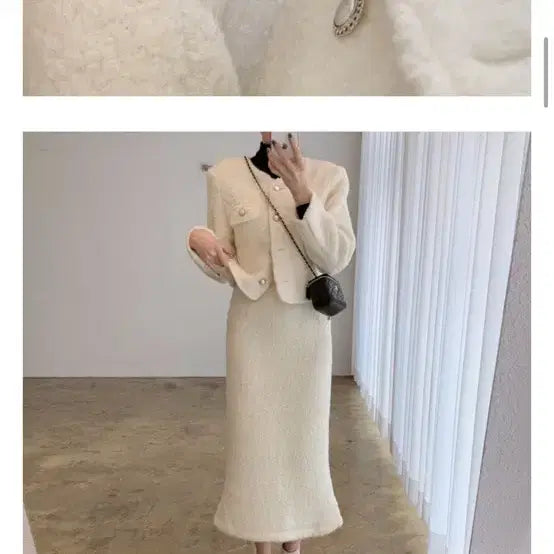 [BUNJANG] Salon de Coco Tweed Two-Piece Suit / 살롱드코코 울 트위드 투피스 블랙 (자켓,롱치마)