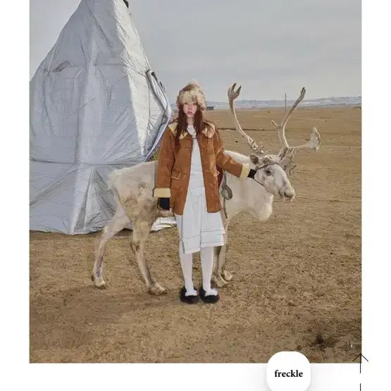 [BUNJANG] Freckle Round-Collar Midi Shearling Coat / 프레클 round-collar midi shearling 무스탕 새상품