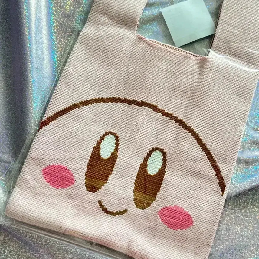 [BUNJANG] Kirby Pink Knit Tote Bag / (일본 정품) 별의 커비 핑크 니트 가방 굿즈 토트백 닌텐도