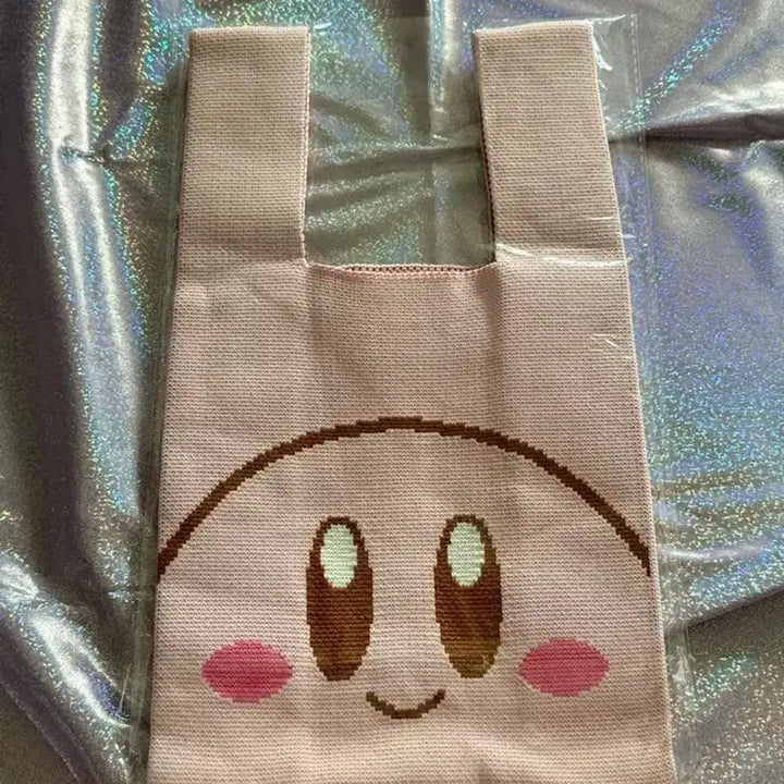 [BUNJANG] Kirby Pink Knit Tote Bag / (일본 정품) 별의 커비 핑크 니트 가방 굿즈 토트백 닌텐도