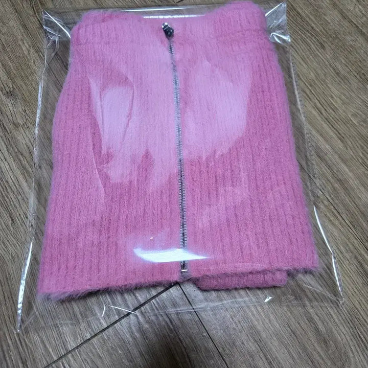 [BUNJANG] Pink Angora Crop Zip-Up Cardigan / 핑크  앙고라  집업  가디건 크롭 기장