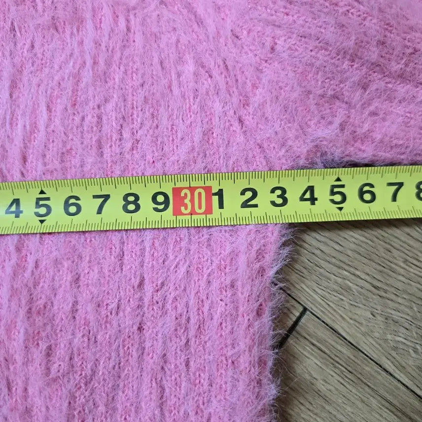 [BUNJANG] Pink Angora Crop Zip-Up Cardigan / 핑크  앙고라  집업  가디건 크롭 기장