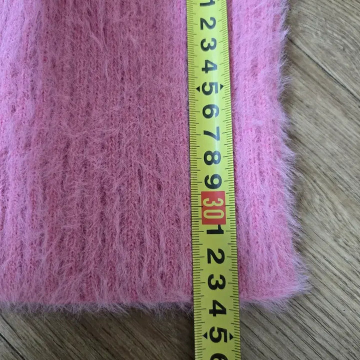 [BUNJANG] Pink Angora Crop Zip-Up Cardigan / 핑크  앙고라  집업  가디건 크롭 기장