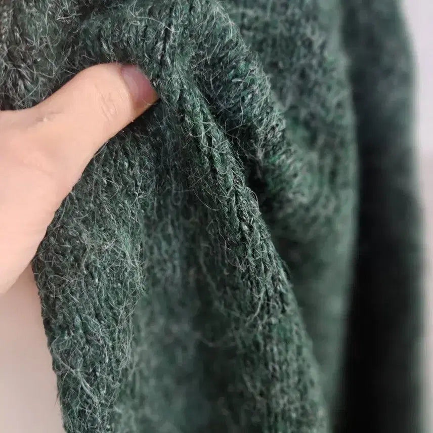[BUNJANG] Green Knit Cardigan (Length 50) / 그린색 고퀄 니트가디건길이 50