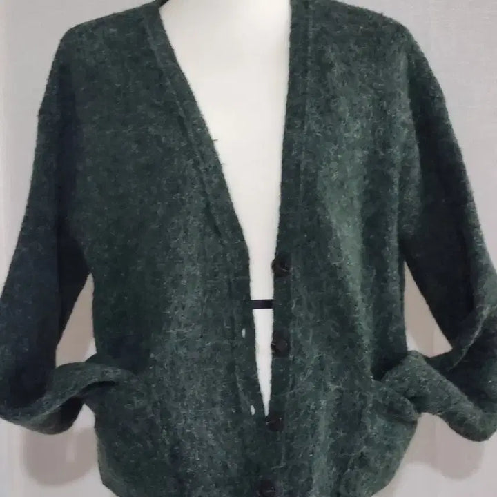 [BUNJANG] Green Knit Cardigan (Length 50) / 그린색 고퀄 니트가디건길이 50