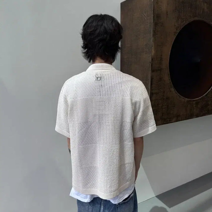 [BUNJANG] Wooyoungmi Crochet Short Sleeve Knit Shirt / 우영미 크로셰 숏슬리브 니트 셔츠