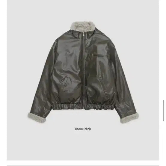 [BUNJANG] UnderB Kevin Reversible Leather Jumper - Khaki / 언더비 케빈 퍼 레더 리버시블 점퍼 카키 새상품