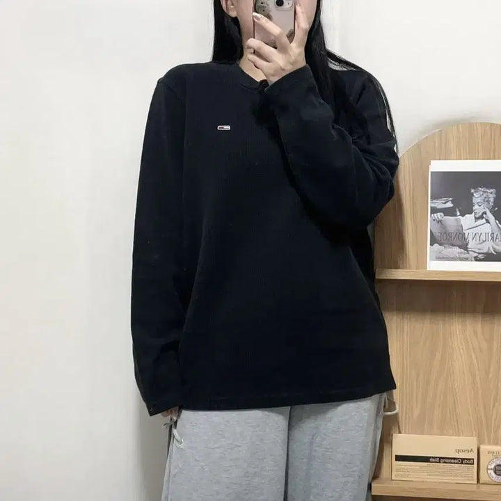 [BUNJANG] Tommy Hilfiger Black Waffle Henley Long Sleeve Shirt (XL) / [정품] 타미 블랙 와플 헨리넥 긴팔티 [ XL ]