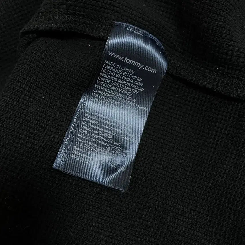 [BUNJANG] Tommy Hilfiger Black Waffle Henley Long Sleeve Shirt (XL) / [정품] 타미 블랙 와플 헨리넥 긴팔티 [ XL ]