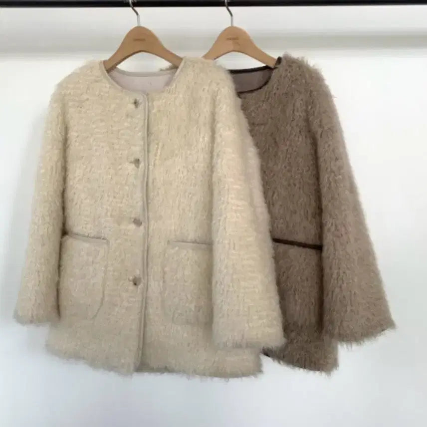 [BUNJANG] Anderson Beige Faux Fur Jacket / 언더슨 파이핑 퍼자켓 - 베이지 (정가20만원대)