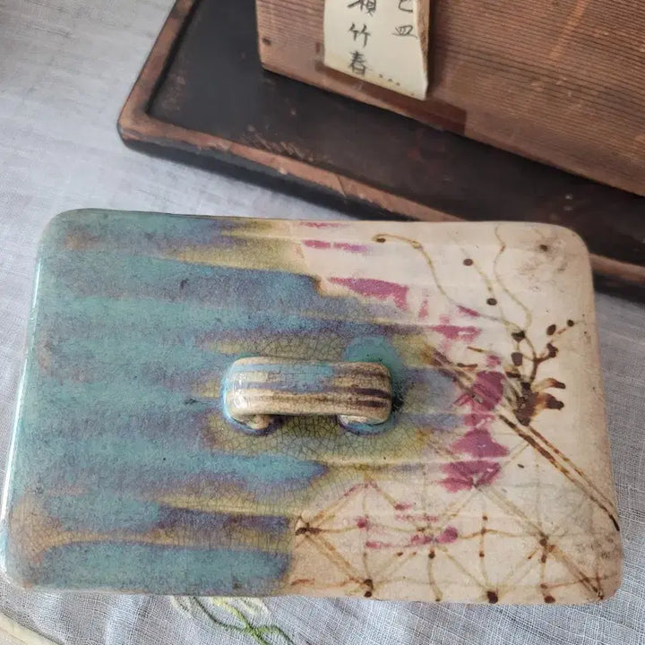 [BUNJANG] 18th Century Oribe Ware Ceramic Container / 골동품)18세기 오리베 장작가마 도자기합