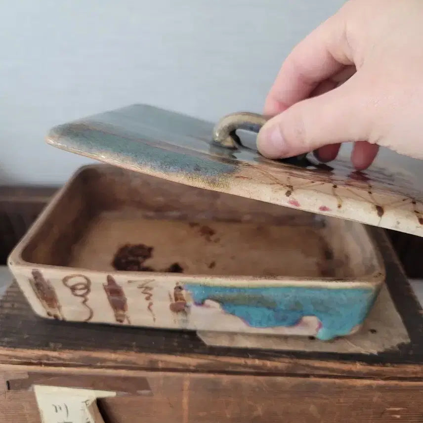 [BUNJANG] 18th Century Oribe Ware Ceramic Container / 골동품)18세기 오리베 장작가마 도자기합