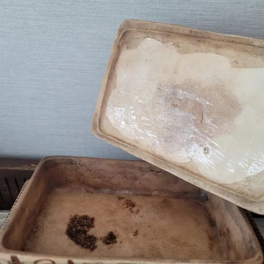 [BUNJANG] 18th Century Oribe Ware Ceramic Container / 골동품)18세기 오리베 장작가마 도자기합