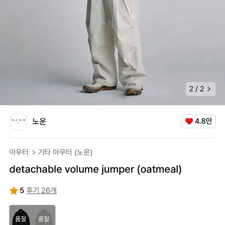 [BUNJANG] NOUN Detachable Volume Jumper Jacket (Oatmeal) / [품절]노운 디테쳐블 볼륨 점퍼 자켓(오트밀/1사이즈)인템포무드시즈쿠어